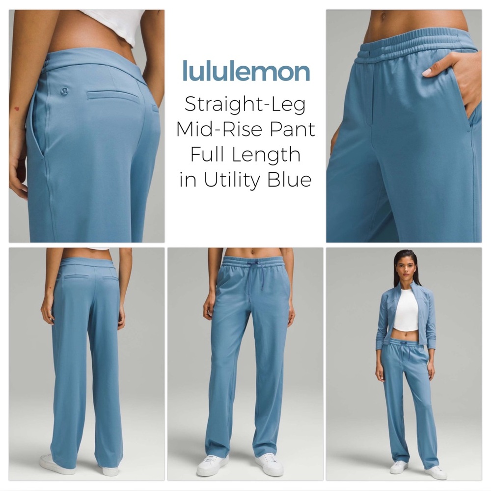 Lululemon Straight-Leg Mid-Rise Pant Full Length in Utility Blue / size M